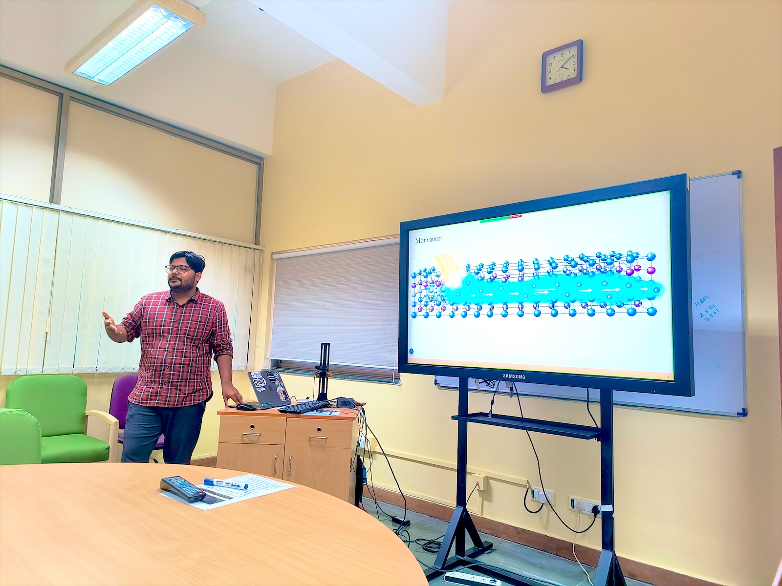 Srijan Bhattacharyya presenting his research at TIFR