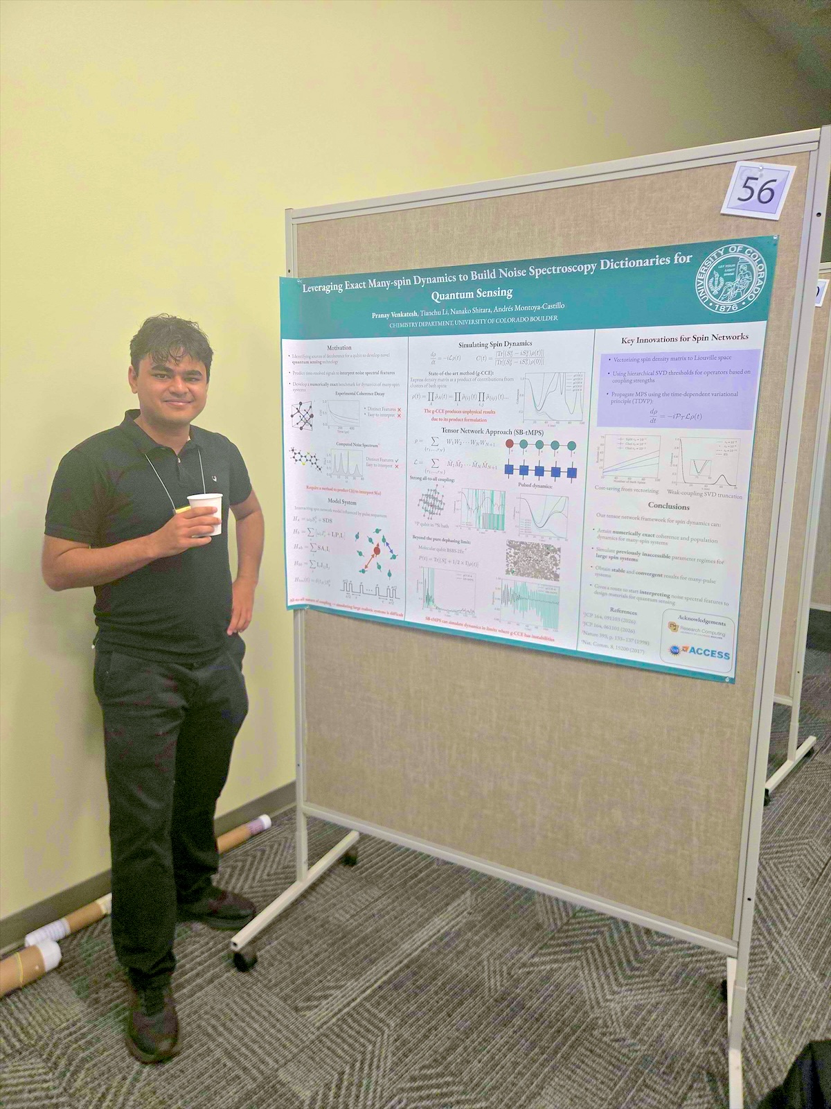 Pranay Venkatesh with his poster at the Gordon Research Conference